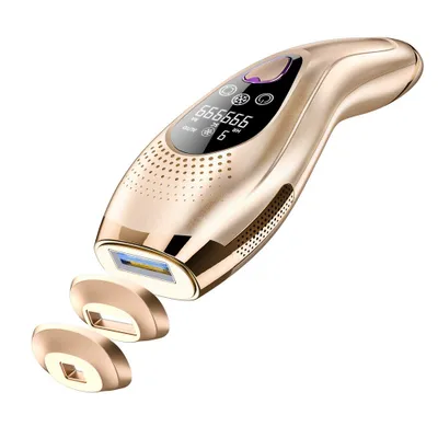 Produktbild von Ice Point Haarentferner, schmerzlos, mit 2 Ersatzköpfen, 99 W Blitzlicht, für Frauen, Männer, Gesicht, Beine und Arme (Goldbronze)