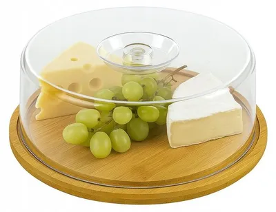 Zdjęcie produktu dla Deska bambusowa z kloszem Tadar 28 cm okrągła
