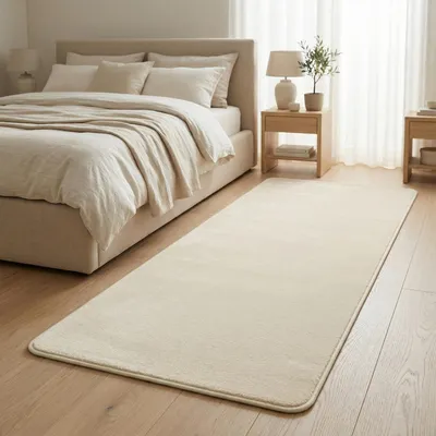 Produktbild von Hochflor Luxus Velours Läufer Teppich Touch Creme, Größe:80x240 cm