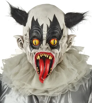 Produktbild von Untoter Horrorclown Halloween-Maske weiss-schwarz - Einheitsgröße