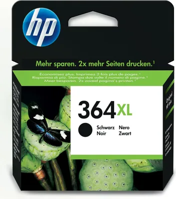 The image shows the packaging of an HP ink cartridge.