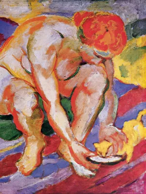 Zdjęcie produktu dla Obraz drukowany Franz Marc - Akt z kotem, 1910 (80 x 60 cm)