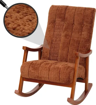 Produktbild von Hojdacie kreslo HWC-K10, polohovateľné, drevo  tkanina/textilný šenil (465 g/m²) ~ terakota, rám v orechovom vzhľade