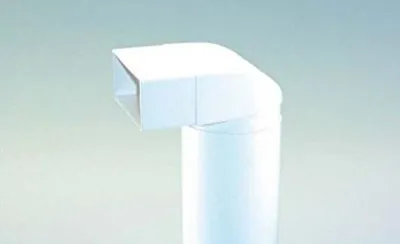 Produktbild von 125er Abluft-System Umlenkstück mit Rundrohr 35cm auf 125er Flachkanal Vierkantrohr Abluftrohr