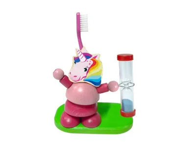 Produktbild von Holzdekoration Zahnputzuhr Einhorn BxLxH 110x70x105mm NEU