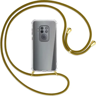 Produktbild von Handykette Backcover-Schutzhülle mit Band (Metall goldfarben) für Motorola One Zoom, One Pro - khaki
