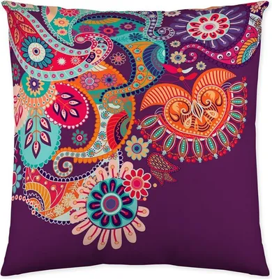 Produktbild von etérea Dekokissen Kissenhülle Mandala Lila 40x40 cm Taupe 100% Baumwolle