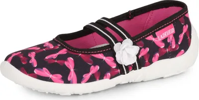 Produktbild von Ladeheid Mädchen Hausschuhe Ballerinas mit Einlegesohlen LAVI0005 (Rosa/Schwarz, 27 EU)