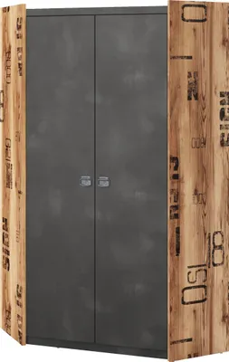 Produktbild von Furniture24 Kleiderschrank Fargo FG17 Eckschrank mit 2 Kleiderstangen Eckkleiderschrank 2 Türiger Schrank für Jugendzimmer