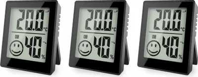 Produktbild von Thermo-/Hygrometer 3er Set mit Smiley-Komfortanzeige