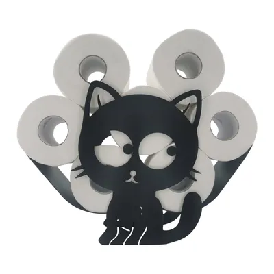 Produktbild von Sanics Ersatzrollenhalter Freistehend – WC-Papierhalter – Katze – Toilettenpapierhalter Schwarz – Tier