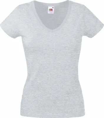 Image de Fruit of the Loom - T-shirt col V "Valueweight" pour femme BC1361 (S) (Gris chiné)