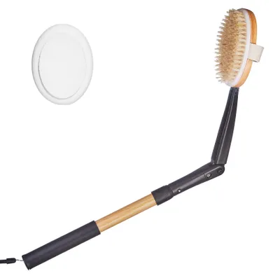 Produktbild von 2-in-1 Körperbürste mit Lotionapplikator, Rückenbürste, Badebürste und Duschbürste mit langem Griff, entfernt abgestorbene Hautschüppchen und fördert die Durchblutung.
