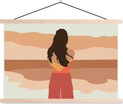 Produktbild von MuchoWow® Textilposter Frauen - Kleidung - Strand 60x40 cm mit holzfarbenen Rahmen - Bilder