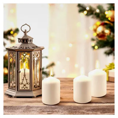 Produktbild von Stumpenkerze 4er Set 10 x 7 cm - creme weiß - Blockkerze für Adventskranz und Laternen - Tischdekoration Zylinderkerze Säulenkerze Weihnachten Advent unparfümiert
