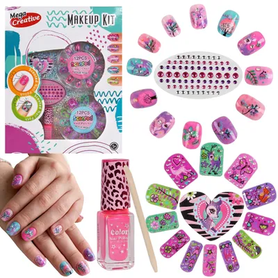 Produktbild von Maniküre-Set für Mädchen, duftende Nagellacke für Kinder, künstliche Nägel, Nagellack mit Zubehör