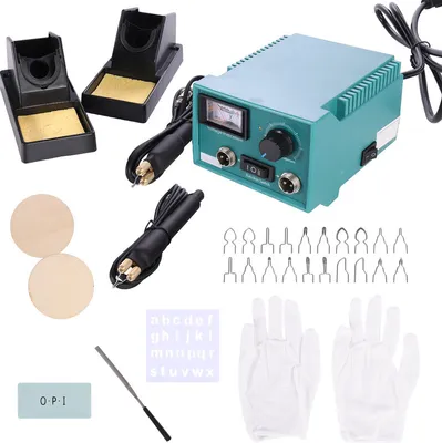 Image de kit professionnel de combustion du bois 50W Brûleur Outil de pyrogravure avec 20 pointes de fil, double broche