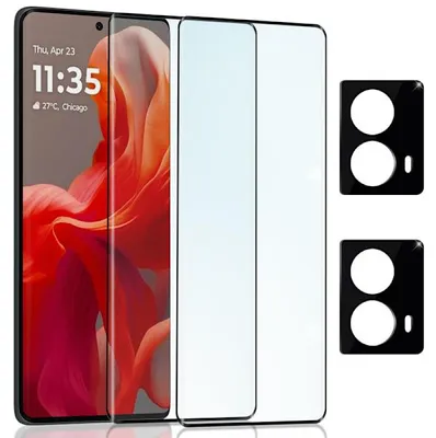 Produktbild von 2-Pack Motorola G85 Displayschutzfolie & 2-Pack Kameraschutz - Gehärtetes Glas 9H - Super Qualität 3D