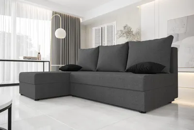 Produktbild von ECKSOFA HEWLET L Sawana 05 Links Grau mit Schlaffunktion L-Form Sofa mit Stauraum Bettkasten Wohnzimmersofa Couch Sofa Bettsofa Bettkasten Bettcouch
