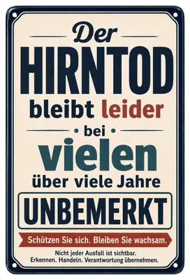 Produktbild von Blechschild Hirntod Spruchschild 20 x 30 cm Wandschild AstraDesign