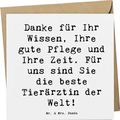 Produktbild von Mr. & Mrs. Panda Glückwunschkarte Spruch Beste Tierärztin - Weiß - Geschenk, Grußkarte, Dankbarkeit Tierarzt, doppelkarte, der Welt, Aufmerksamkeit, Klappkarte, faltkarte