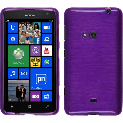 Produktbild von PhoneNatic Case kompatibel mit  Nokia Lumia 625 - lila Silikon Hülle brushed + 2 Schutzfolien