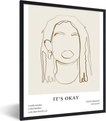 Produktbild von MuchoWow® Gerahmtes Poster Frauen - Text - Strichzeichnungen - Zitate 60x80 cm - Poster mit Schwarzem Bilderrahmen Wandposter Rahmen Foto Bilder - Premium - Wanddeko Wohnzimmer