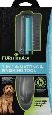 Productafbeelding van FURminator 2-in-1: Een FURminator borstel om verharing te verminderen en tegelijkertijd de vacht van uw hond te verzorgen en te stylen