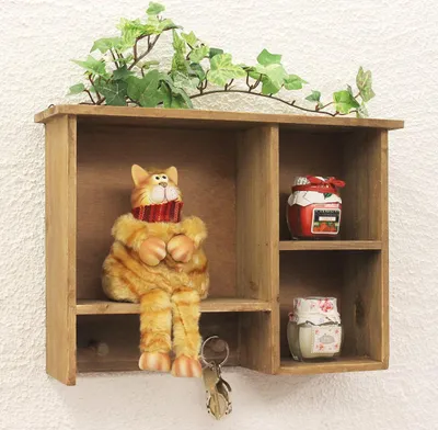 Produktbild von Setzkasten YX-14B221 Wandregal shabby 34 cm Sammlervitrine Schlüsselhaken Regal