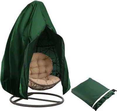 Zdjęcie produktu dla 190x115cm Pokrowiec na wiszące krzesło Zewnętrzny wodoodporny pokrowiec na meble ogrodowe na wiszące krzesło z ramą Wisząca huśtawka Wiszący kosz, Kolor: Zielony