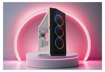 Produktbild von LC-Power Holo-1_X, Midi Tower, PC, Weiß, ATX, micro ATX, Mini-ITX, EATX, Metall, Kunststoff, 16,5 cm