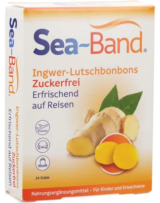 Obrázek produktu pro Zázvorové pastilky SEA-BAND bez cukru, 24 pastilek