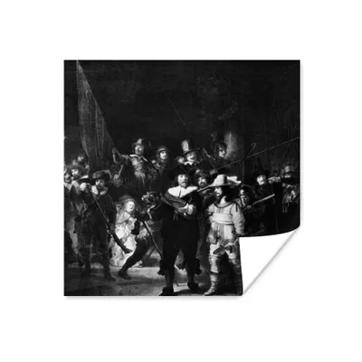 Obrázok produktu pre MuchoWow® Plagát - Nočná hliadka v čiernobielej farbe - maľba, Rembrandt van Rijn - 50x50