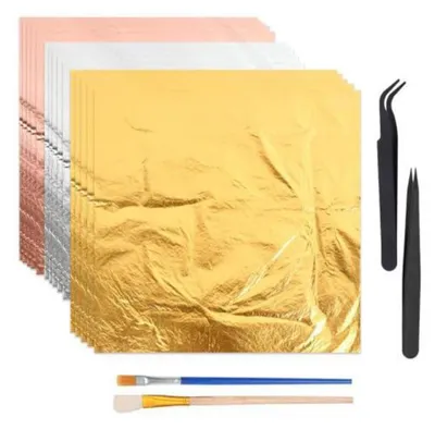Produktbild von Blattgold Imitation 150 Stück 14x14cm für Kunsthandwerk Dekoration Nagelkunst