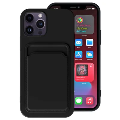 Obrázek produktu pro Silikonové pouzdro Smartphonica pro iPhone 11 Pro s držákem na karty - černé
