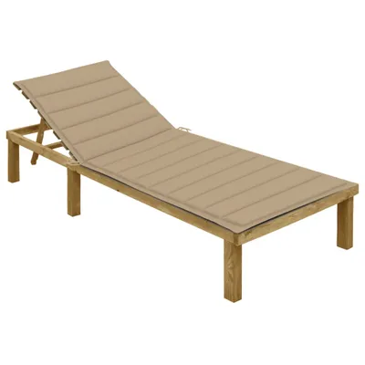 Immagine prodotto di Lettino prendisole con cuscino beige Legno di pino impregnato