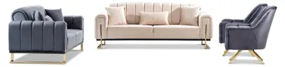 Produktbild von Sitzgruppe/Sofa Set - Wohnzimmergarnitur "Elara" 3+3+1-Beige/Grau