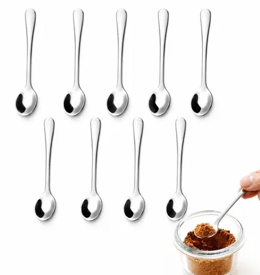 9 Mini-Kräuterlöffel 7,5 cm, 304 Edelstahl, Silber, Dosierlöffel