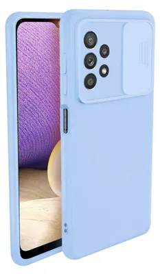 Zdjęcie produktu dla silikonowe etui ochronne 360 stopni CamShield smukłe etui na telefon komórkowy z osłoną aparatu do Samsung Galaxy A32 4G (A325F) jasnoniebieski