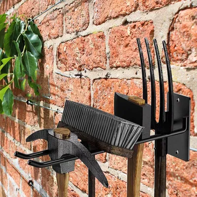 Produktbild von Wand-Organizer für Gartengeräte aus Stahl mit Haken