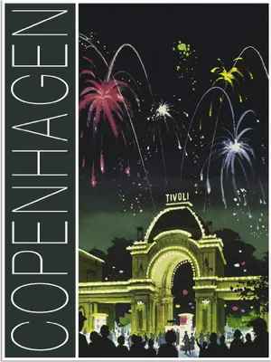 Produktbild von ARTland Wandbild Alu für Innen & Outdoor Kopenhagen Vintage Reiseplakat Größe: 45x60 cm