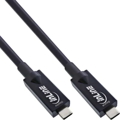 Produktbild von InLine® USB 3.2 Gen.2 AOC Kabel, USB-C Stecker/Stecker, schwarz, 5m