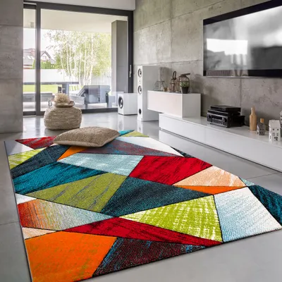 Image de Tapis Salon Chambre d'enfant Poils courts Motif géométrique moderne Effet 3D Dimensions 80 x 300 cm