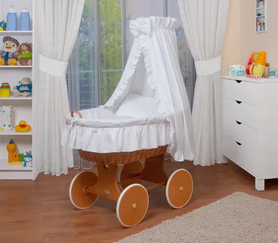 Produktbild von WALDIN Baby Stubenwagen-Set mit Ausstattung,XXL, Bollerwagen, komplett,Weiß,Gestell/Räder lackiert