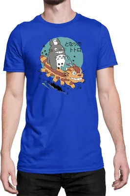 Zdjęcie produktu dla Męska Koszulka Japan Anime Manga My Neighbor Totoro 01, Man S / Niebieski