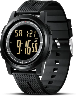 Produktbild von Herren Digitaluhr wasserdicht 30m mit Stoppuhr, Wecker, Kalender, 12/24h Anzeige, ultradünnem Gehäuse und Silikonarmband –Sport- & Freizeit-Armbanduhr