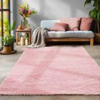 Obrázek produktu pro Flauschiger Teppich Wohnzimmer Schlafzimmer Läufer Flur Esszimmer Küchenteppich Hochflor Einfarbiges Design Kuschelweich Größe , 300 x 400 cm Farbe , Rosa