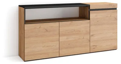Dressoir-Set 3-türig 150x75x35 cm Eiche/Schwarz