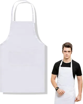 Produktbild von Weiße Profi-Schürze – 2 Taschen – wasserdicht/waschbar – für Koch/Grill/Garten – Unisex