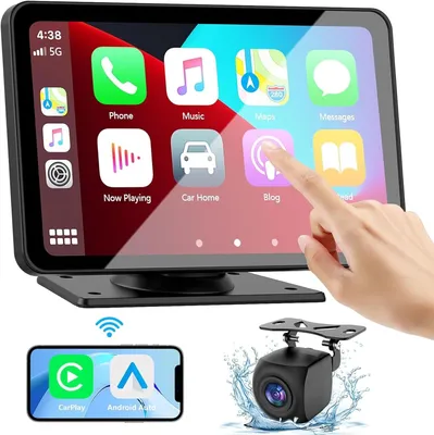 Produktbild von Olvy CarPlay Display - Kabellose Android & CarPlay Box, Rückfahrkamera - 7 Zoll Touchscreen Auto Display Car Play Bildschirm mit GPS Navigation, Radio